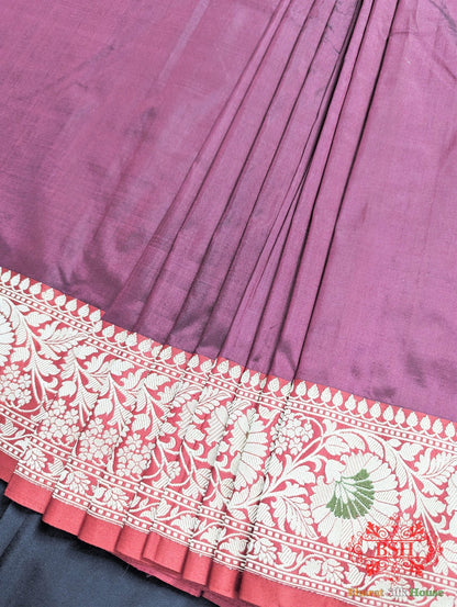 Wine Pure Katan Silk Banarasi Handloom Saree - Bharat Silk House Pure Kataan Silk