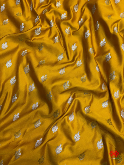 Yellow Mashru Silk All Over Booti With Plain Blouse - Bharat Silk House Mashroo Silk