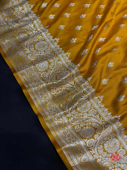 Yellow Mashru Silk All Over Booti With Plain Blouse - Bharat Silk House Mashroo Silk