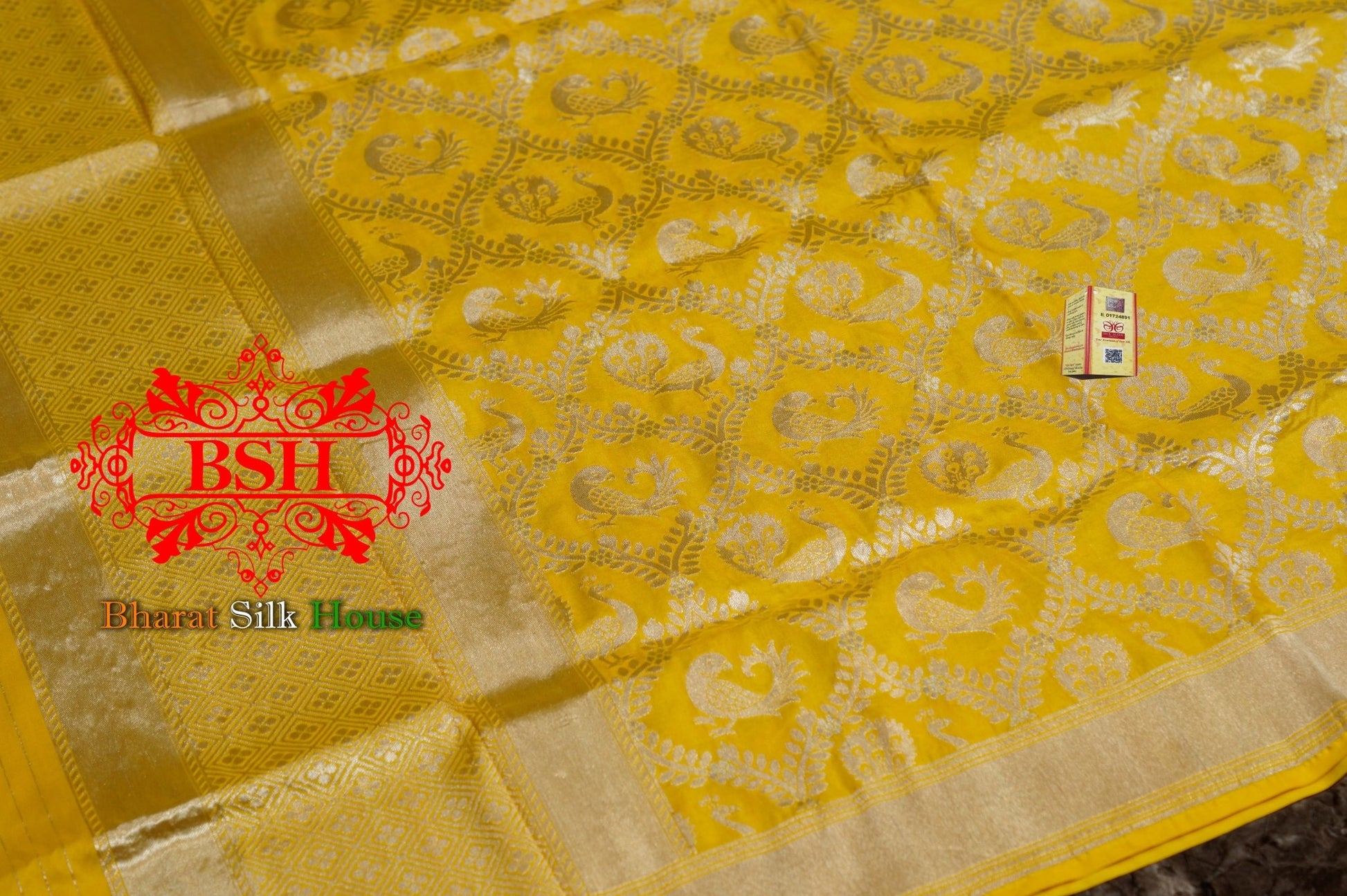 Yellow Pure Kataan Silk Sona Rupa Dupatta - Bharat Silk House Pure Silk Dupatta