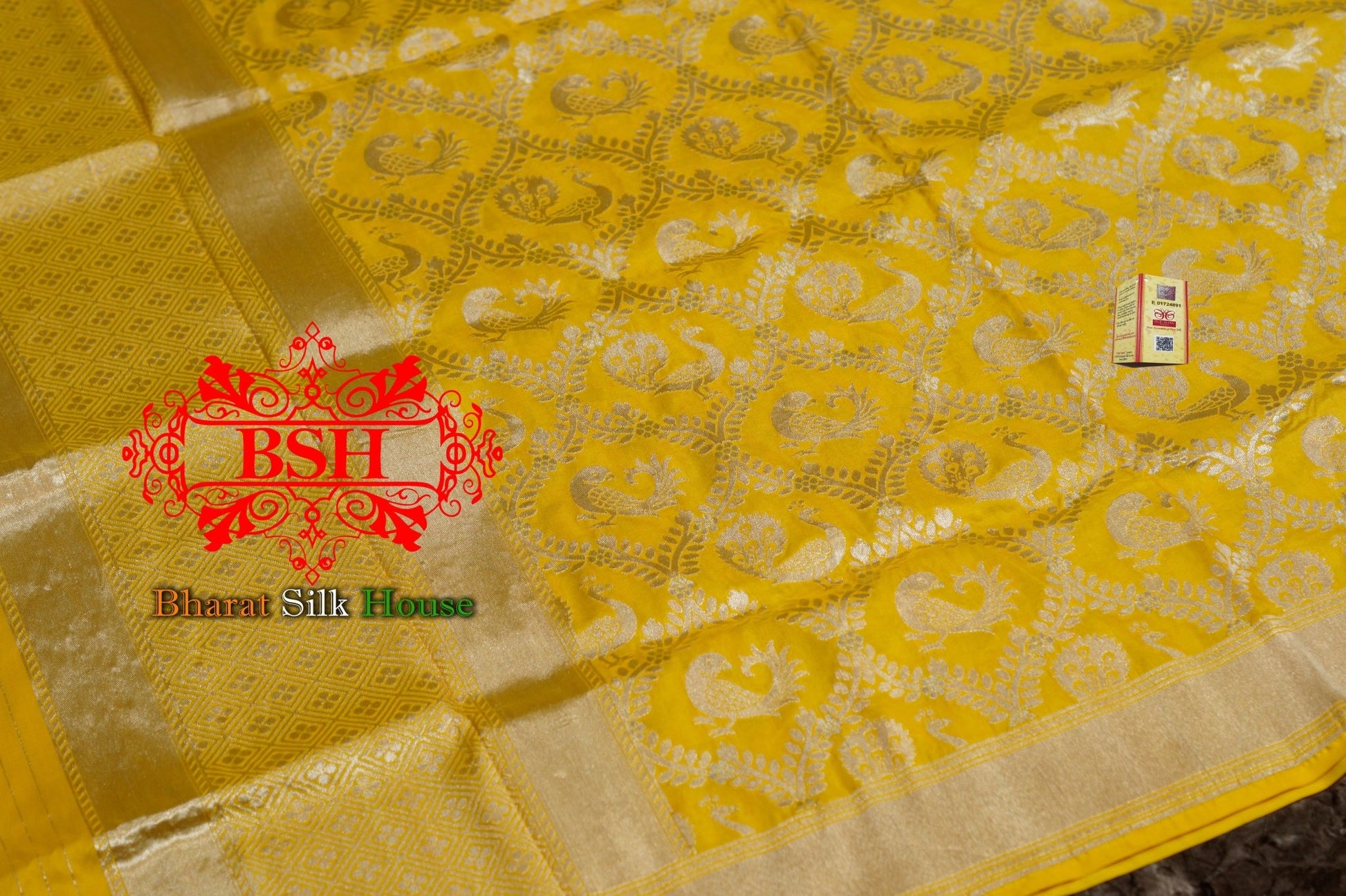 Yellow Pure Kataan Silk Sona Rupa Dupatta - Bharat Silk House Pure Silk Dupatta