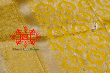 Yellow Pure Kataan Silk Sona Rupa Dupatta - Bharat Silk House Pure Silk Dupatta