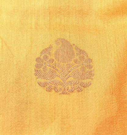 Yellow Pure Tussar Moonga Silk Handloom Saree With Zari Border - Bharat Silk House Tussar