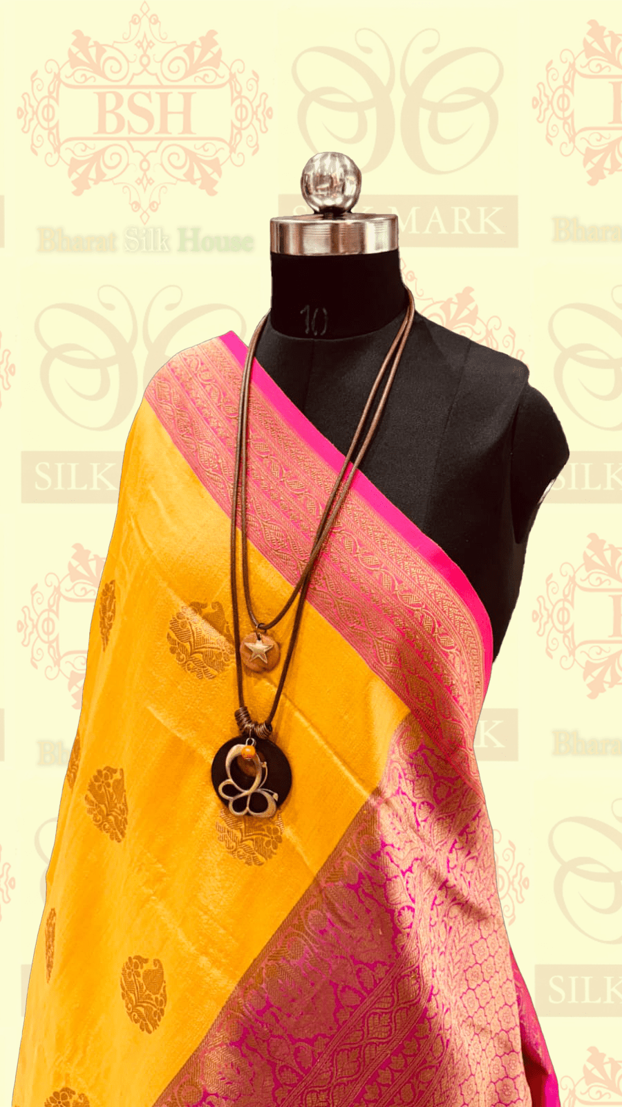 Yellow Pure Tussar Moonga Silk Handloom Saree With Zari Border - Bharat Silk House Tussar