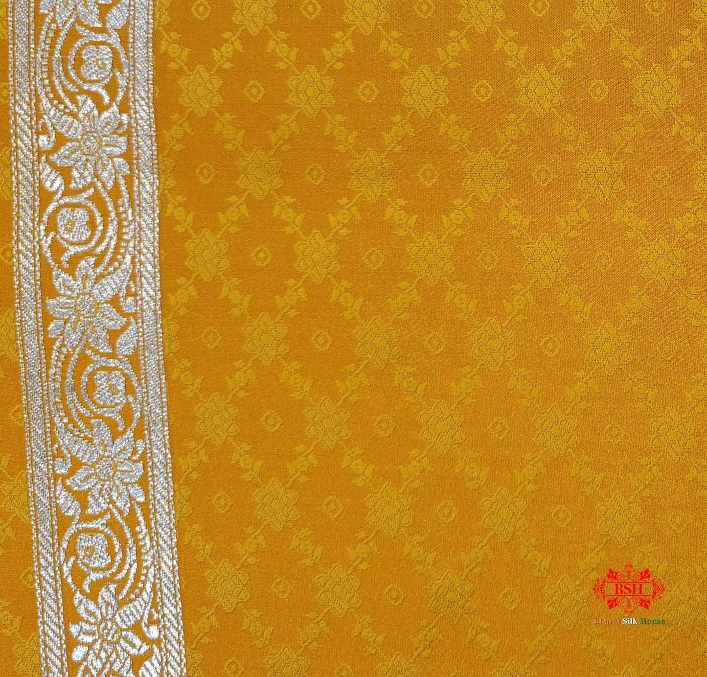 Yellow Single Zari Tanchoi Silk Saree - Bharat Silk House Tanchoi katan