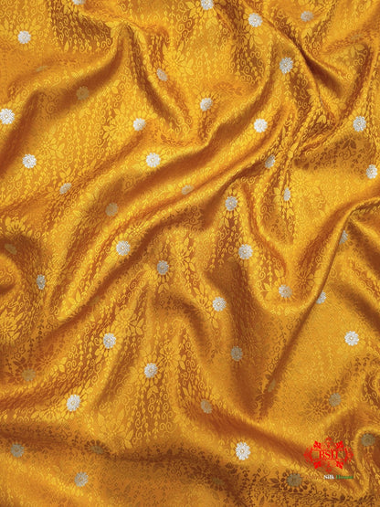 Yellow Single Zari Tanchoi Silk Saree - Bharat Silk House Tanchoi katan